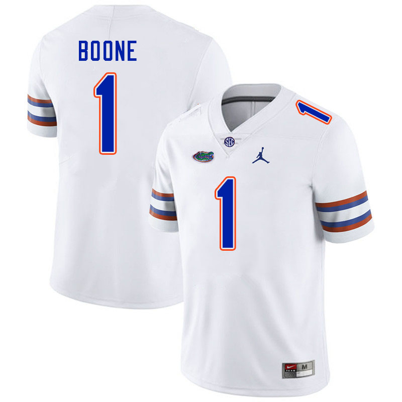 Men #1 Justus Boone Florida Gators College Football Jerseys Stitched-White